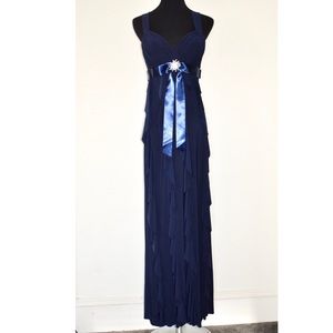 Formal Navy Ruffled Gown